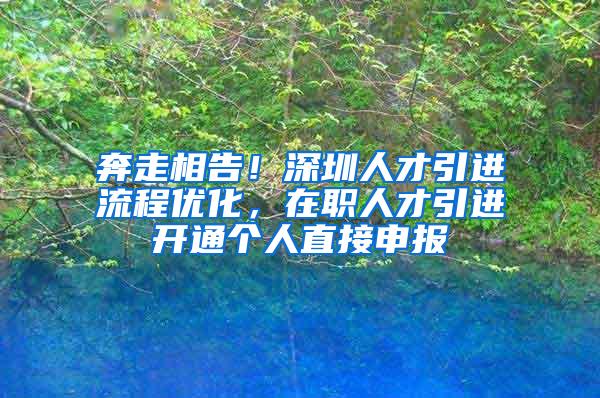 奔走相告！深圳人才引进流程优化，在职人才引进开通个人直接申报