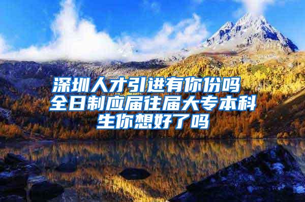 深圳人才引进有你份吗 全日制应届往届大专本科生你想好了吗