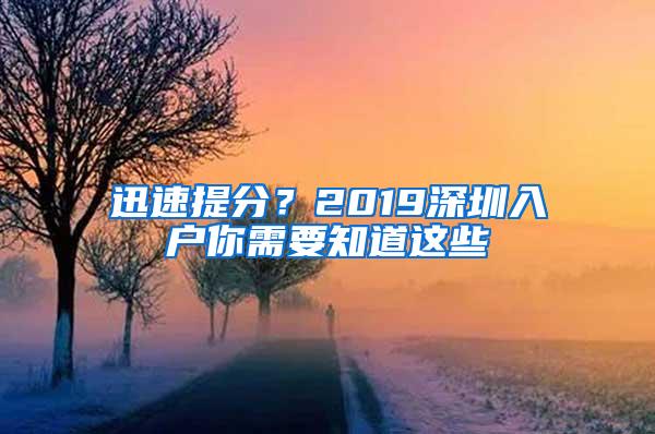 迅速提分？2019深圳入户你需要知道这些