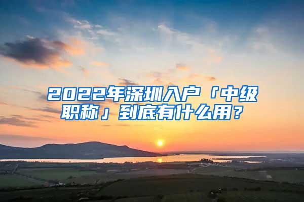 2022年深圳入户「中级职称」到底有什么用？