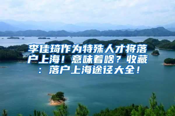 李佳琦作为特殊人才将落户上海！意味着啥？收藏：落户上海途径大全！