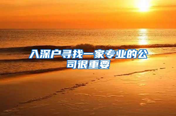 入深户寻找一家专业的公司很重要
