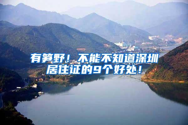 有笋野！不能不知道深圳居住证的9个好处！