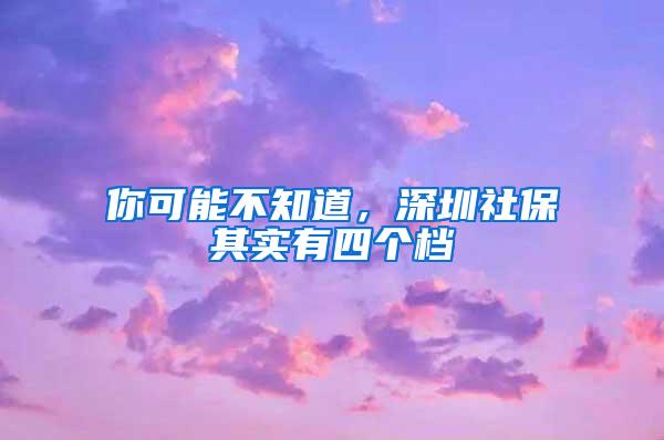 你可能不知道，深圳社保其实有四个档