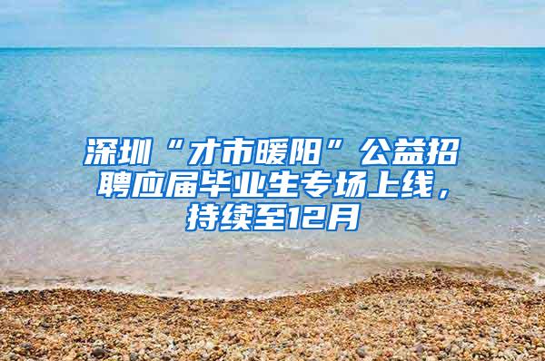 深圳“才市暖阳”公益招聘应届毕业生专场上线，持续至12月