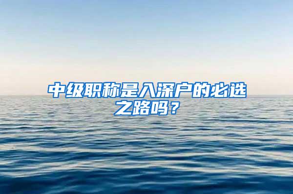 中级职称是入深户的必选之路吗？