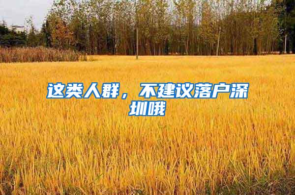 这类人群，不建议落户深圳哦