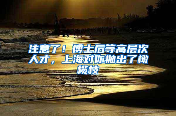 注意了！博士后等高层次人才，上海对你抛出了橄榄枝→
