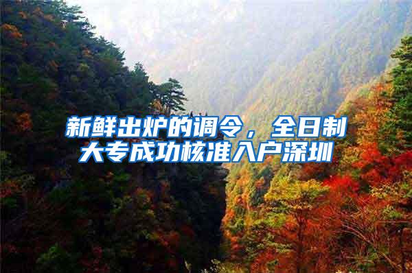 新鲜出炉的调令，全日制大专成功核准入户深圳