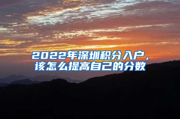 2022年深圳积分入户，该怎么提高自己的分数