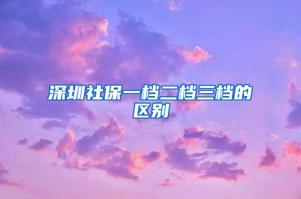深圳社保一档二档三档的区别