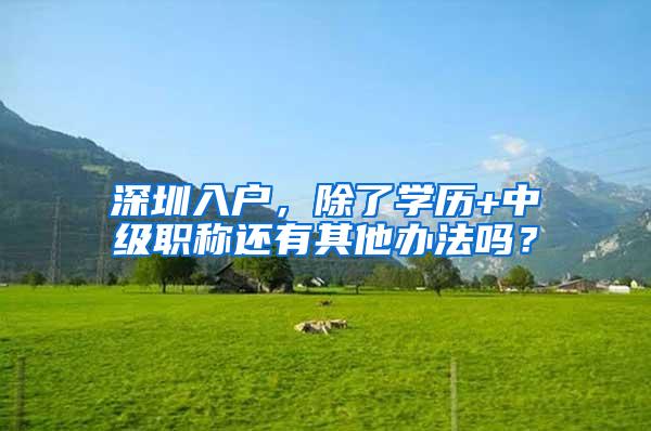 深圳入户，除了学历+中级职称还有其他办法吗？