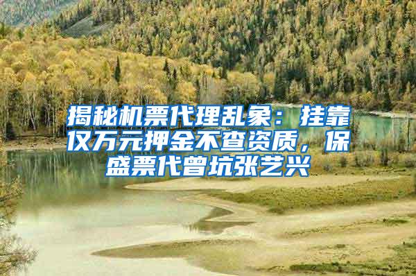 揭秘机票代理乱象：挂靠仅万元押金不查资质，保盛票代曾坑张艺兴