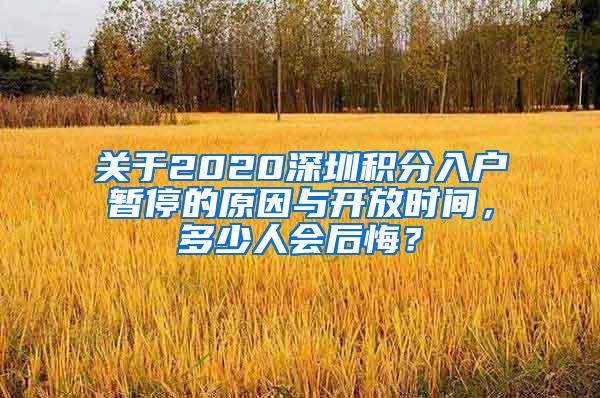 关于2020深圳积分入户暂停的原因与开放时间，多少人会后悔？
