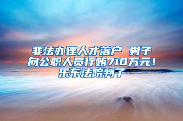 非法办理人才落户 男子向公职人员行贿710万元！乐东法院判了