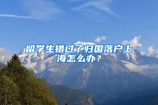 留学生错过了归国落户上海怎么办？