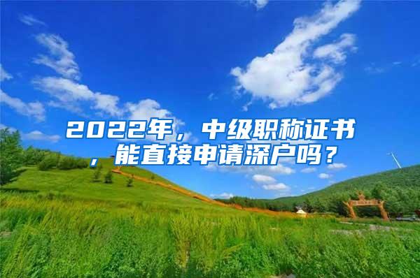 2022年，中级职称证书，能直接申请深户吗？