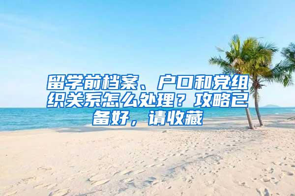 留学前档案、户口和党组织关系怎么处理？攻略已备好，请收藏