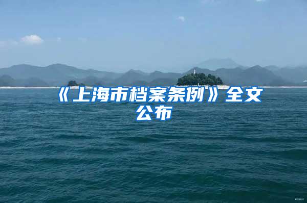 《上海市档案条例》全文公布