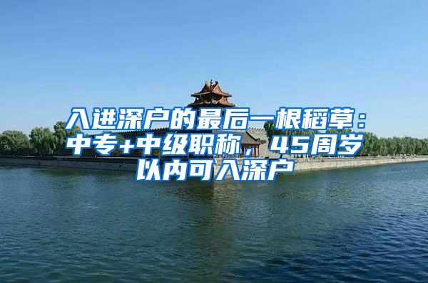 入进深户的最后一根稻草：中专+中级职称，45周岁以内可入深户