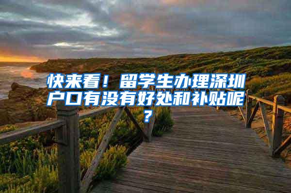 快来看！留学生办理深圳户口有没有好处和补贴呢？