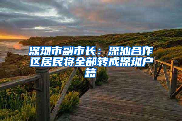 深圳市副市长：深汕合作区居民将全部转成深圳户籍