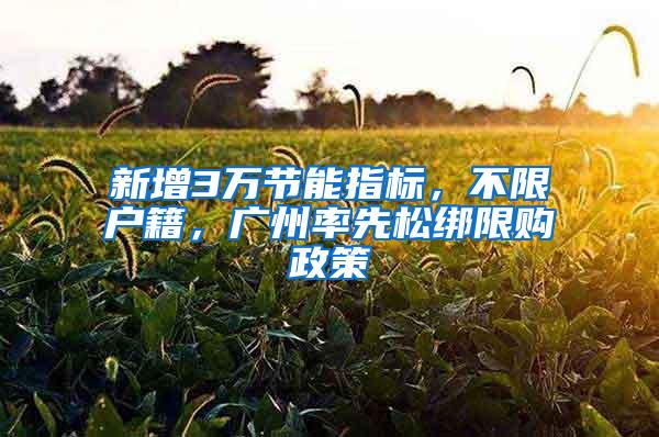 新增3万节能指标，不限户籍，广州率先松绑限购政策