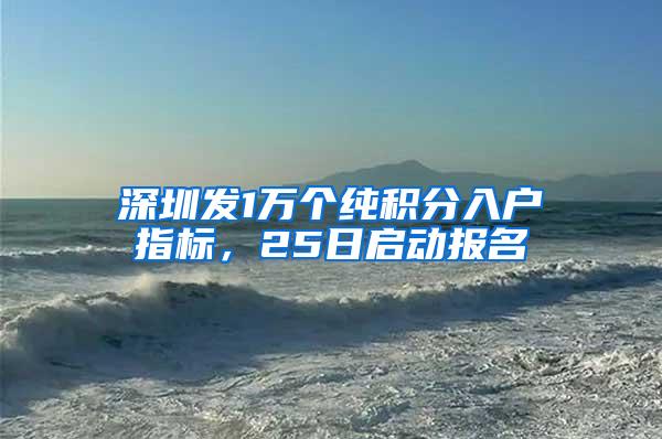 深圳发1万个纯积分入户指标，25日启动报名