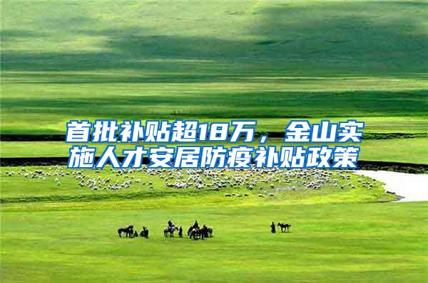 首批补贴超18万，金山实施人才安居防疫补贴政策