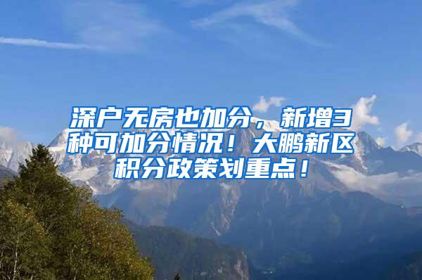 深户无房也加分，新增3种可加分情况！大鹏新区积分政策划重点！