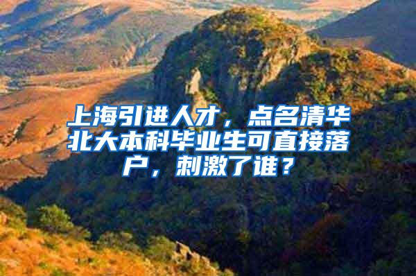上海引进人才，点名清华北大本科毕业生可直接落户，刺激了谁？