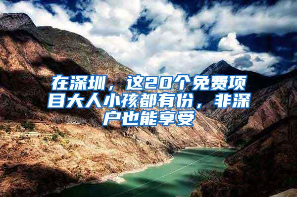 在深圳，这20个免费项目大人小孩都有份，非深户也能享受