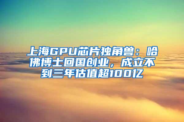 上海GPU芯片独角兽：哈佛博士回国创业，成立不到三年估值超100亿