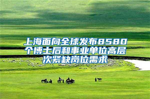 上海面向全球发布8580个博士后和事业单位高层次紧缺岗位需求