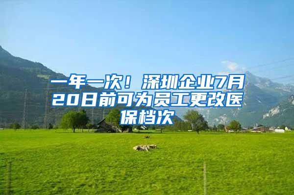 一年一次！深圳企业7月20日前可为员工更改医保档次