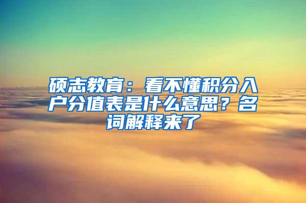 硕志教育：看不懂积分入户分值表是什么意思？名词解释来了