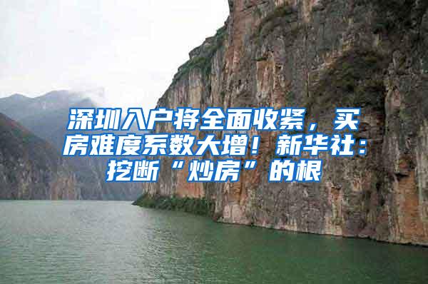 深圳入户将全面收紧，买房难度系数大增！新华社：挖断“炒房”的根