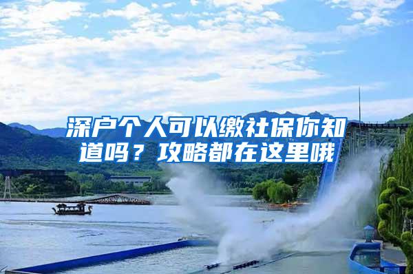 深户个人可以缴社保你知道吗？攻略都在这里哦