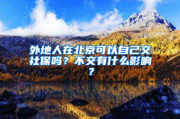 外地人在北京可以自己交社保吗？不交有什么影响？