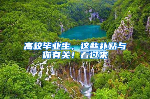 高校毕业生，这些补贴与你有关！看过来→