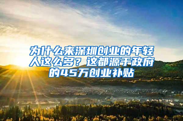 为什么来深圳创业的年轻人这么多？这都源于政府的45万创业补贴