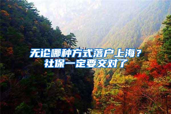 无论哪种方式落户上海？社保一定要交对了
