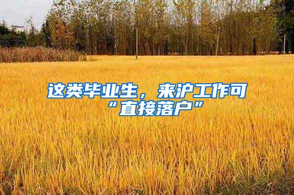 这类毕业生，来沪工作可“直接落户”