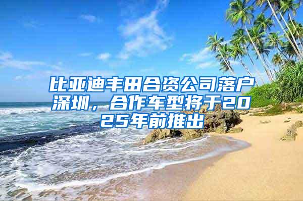 比亚迪丰田合资公司落户深圳，合作车型将于2025年前推出
