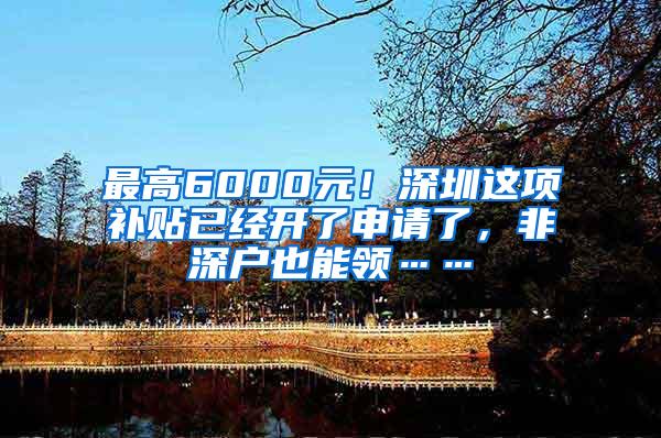 最高6000元！深圳这项补贴已经开了申请了，非深户也能领……