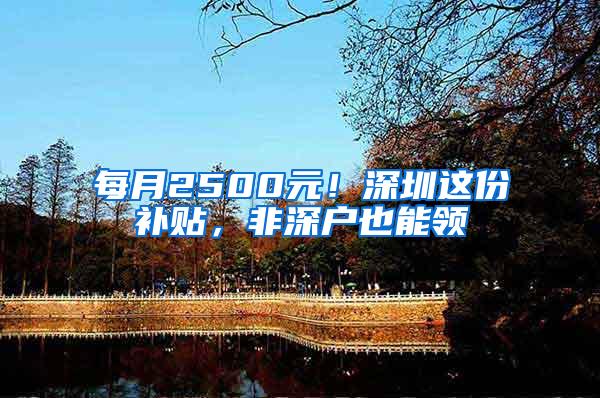 每月2500元！深圳这份补贴，非深户也能领
