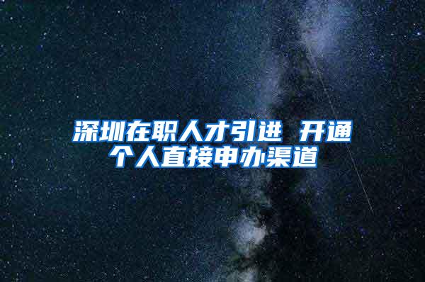 深圳在职人才引进 开通个人直接申办渠道