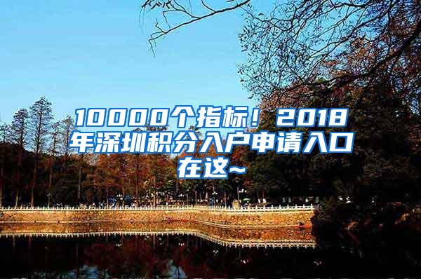 10000个指标！2018年深圳积分入户申请入口在这~
