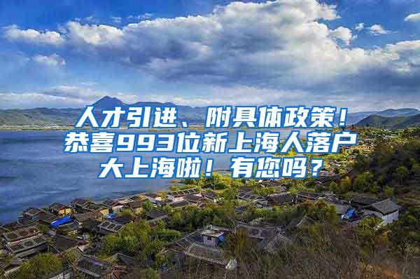 人才引进、附具体政策！恭喜993位新上海人落户大上海啦！有您吗？