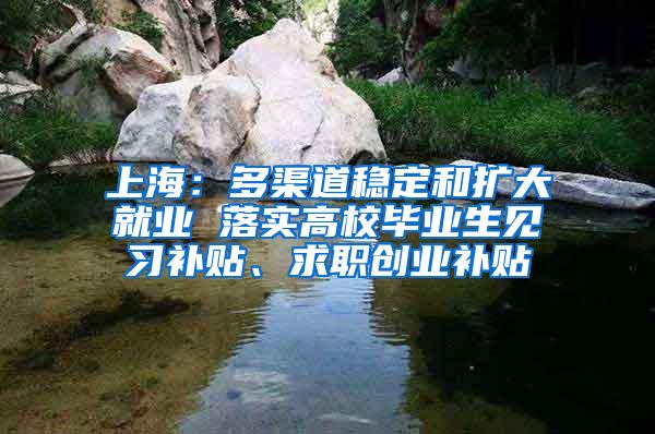 上海：多渠道稳定和扩大就业 落实高校毕业生见习补贴、求职创业补贴